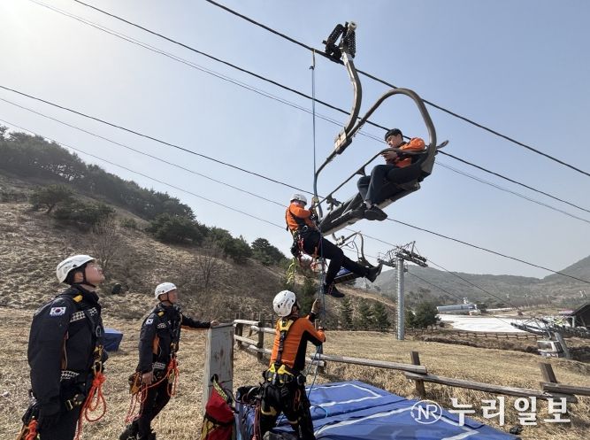 고난도 구조훈련으로 도민 안전 지킨다! 전북소방, 무주덕유산리조트 삭도훈련