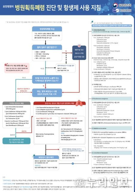 감염증별 진단 및 항생제 사용지침 포스터(병원획득폐렴)