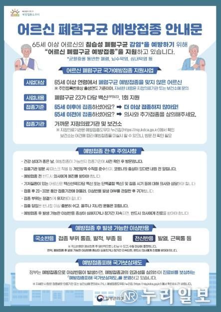 2025년 어르신 폐렴구균 예방접종 안내문 포스터