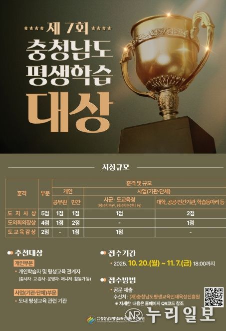 2025년 충남 평생학습대상 주인공을 찾습니다!