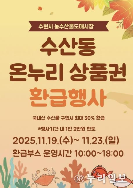 11월 온누리상품권 환급행사 홍보물.