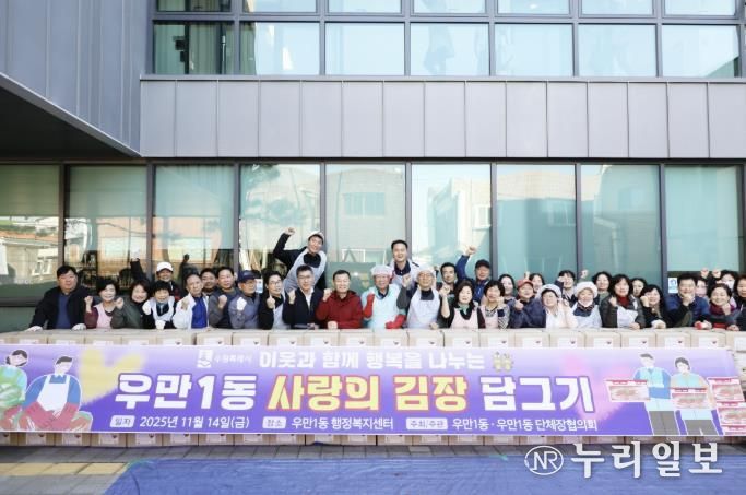 수원시 팔달구 우만1동, '사랑의 김장나눔' 추진…400여 세대에 따뜻한 겨울 선물 전달