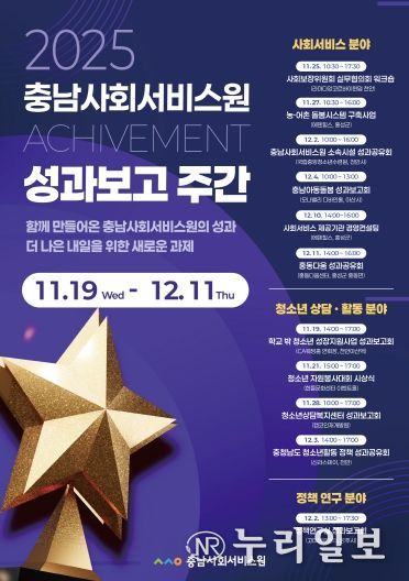 2025 충남사회서비스원 성과보고 주간 홍보 포스터