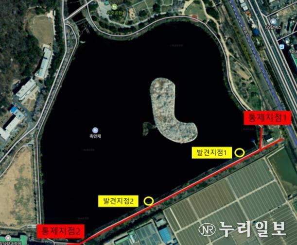 AI 확진된 큰기러기 폐사체 발견 지점.