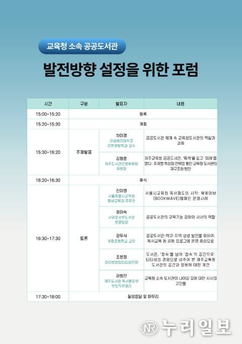 ‘교육청 소속 공공도서관 발전 방향 설정을 위한 포럼’ 안내문