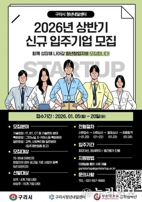 구리시, 2026년 상반기 ‘청년내일센터’ 입주기업 모집
