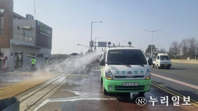 장항습지 진출입로 방역소독