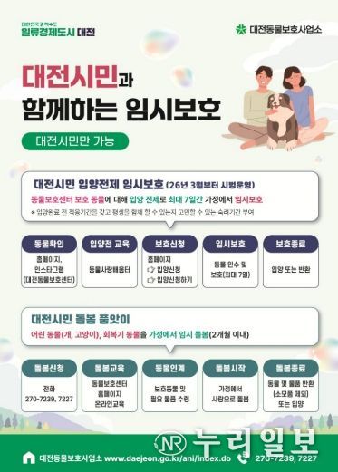 대전시 동물보호사업소, 보호동물 임시 보호 확대 운영