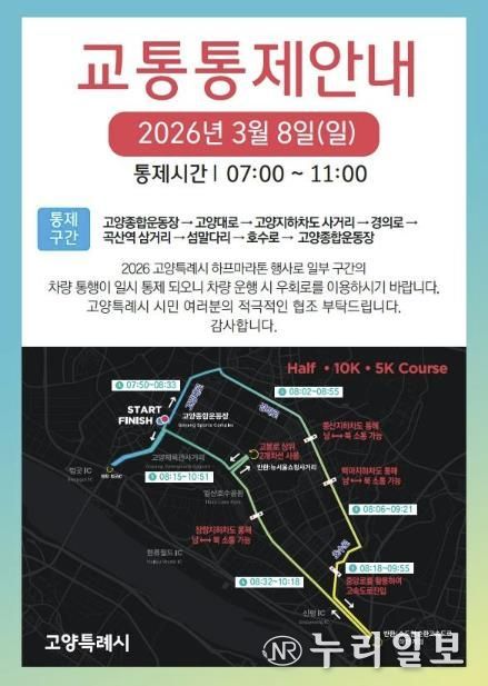 교통통제 안내문