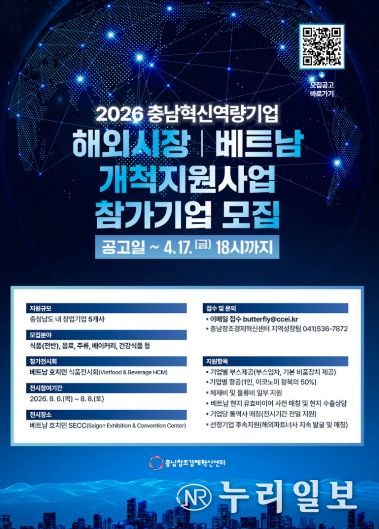 충남 혁신역량기업 해외시장개척 지원사업(베트남) 참가기업 모집