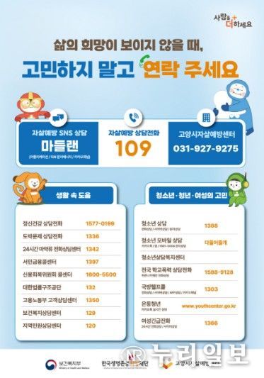 고양시자살예방센터, 자살 고위험시기 선제적 대응
